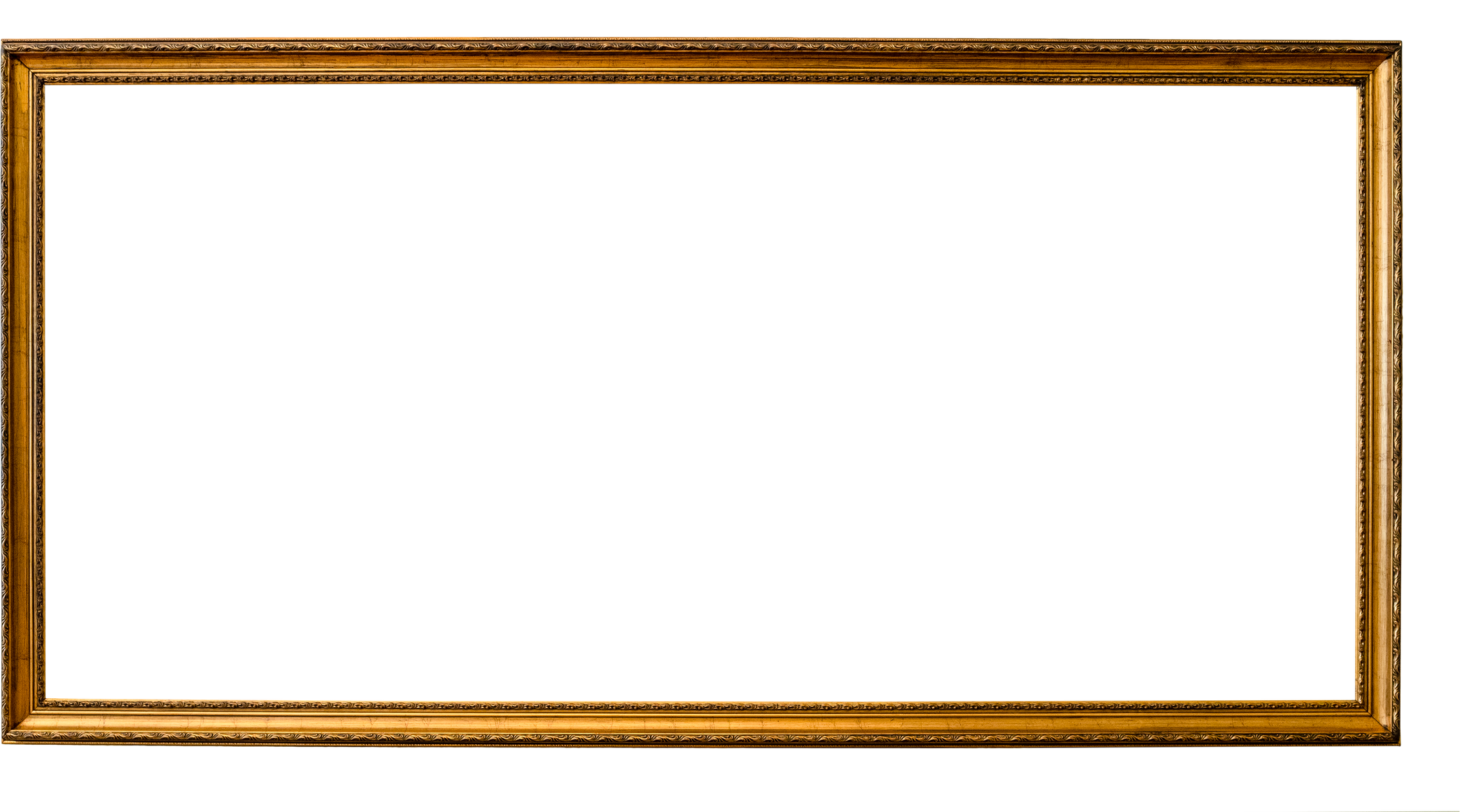 blank long narrow old golden picture frame cutout